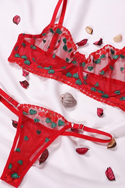 EMINNA Комплект бельо с червени сърца