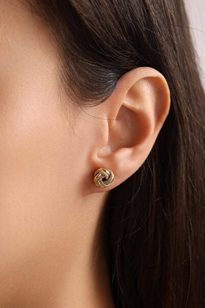 Bayar Gold 14 Ayar Altın Mini Gül Küpe