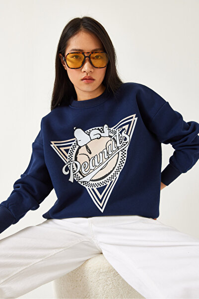 Bianco Lucci Kadın Üç İplik Şardonlu Baskılı Sweatshirt 60261216