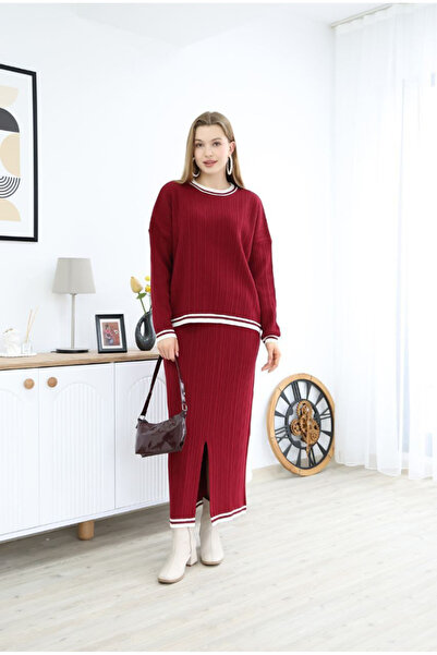 eflanmoda tricotaje set bluză cu fustă dublă