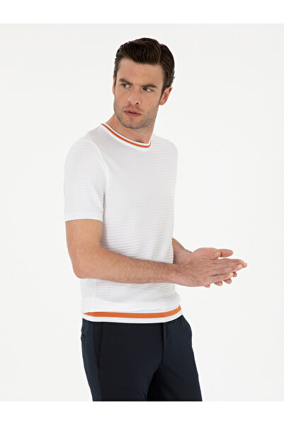 Cacharel Beyaz Slim Fit Bisiklet Yaka Triko T-Shirt 50285359-VR013