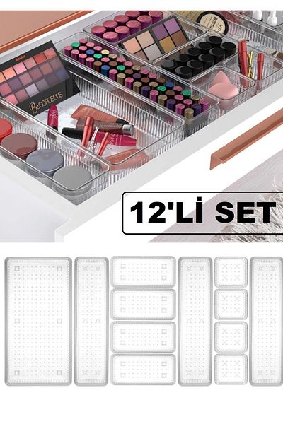 Bayev Bade 12-Piece In-Cabinet Jewelry Makeup Organizer In-Drawer Organizer Set Pen Holder Jewelry Box