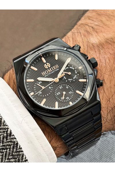 Homies Black Color Steel Band Original 3Atm Waterproof Men Wrist Watch with Bracelet Gift