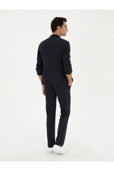 Cacharel Koyu Lacivert Slim Fit Yün Karışımlı Pantolon 50284758-VR100