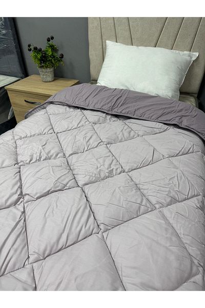 Clasy 100% Cotton Ranforce Single Quilt Double Sided Purple Plain Patterned Quilted