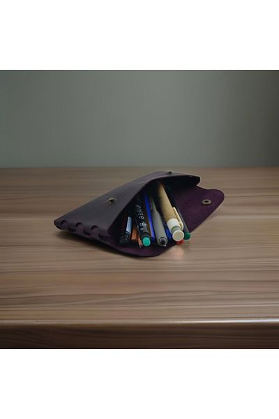 Mess collection Leather Pen Holder, Genuine Leather Small Pencil Case – Business, Office, School Accessories Holder