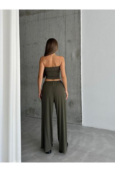mydukkan.co Livus Khaki Green Strapless Double Set