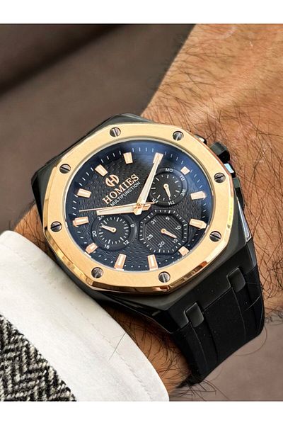 Homies Black Silicone Band Original 2 Years Warranty 3Atm Waterproof Men Wrist Watch with Bracelet Gift