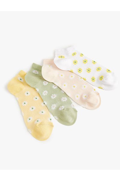 Koton Set de șosete cu papuci florali, 4 piese, multicolore
