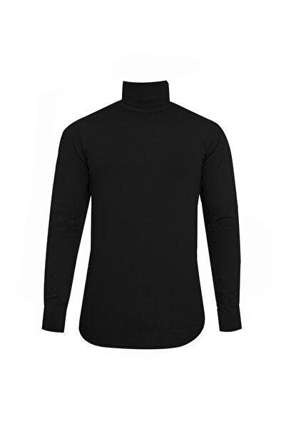 Uki SİYAH Tam Balıkçı Yaka Triko Kazak