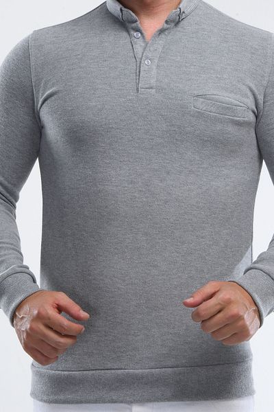 HEDEFNUR TEKSTİL Men's Winter - Thessaloniki Knit, Solid Stand Collar, Pocket, Super Quality Cotton