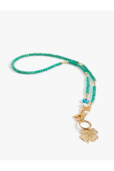 Koton Clover Charm Detailed Evil Eye Beaded Necklace