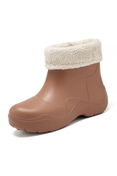 SOFT Su Geçirmez Lastik Yağmur Botları Kadın Kış Yeni Sıcak Kısa Peluş Çizme Tüylü