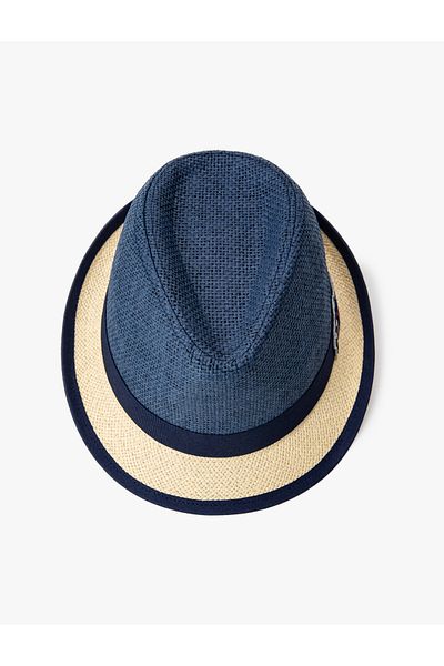 Koton Straw Fedora Hat with Applique Detail - Banded