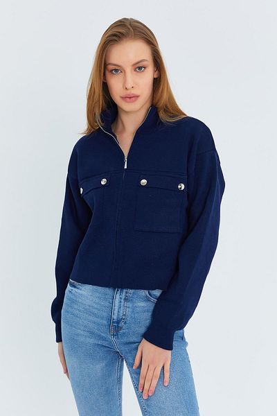 Mixray Jachetă de tricotaj de damă model 6915 bleumarin - buzunar dublu