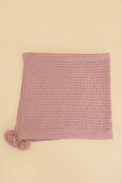 CHUBA Wicker Patterned Powder Knitwear Blanket - 80Cmx100Cm, Kids, Pompom Chkids203