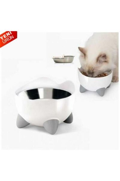 Catit Pixi White Upgraded Feeding Plate - Stress Free Food and Water Cat Bowl