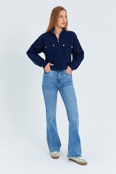 Mixray Jachetă de tricotaj de damă model 6915 bleumarin - buzunar dublu