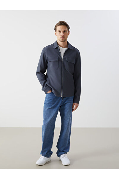 LC Waikiki Ανδρικό παλτό με γιακά πουκάμισο Indigo S εφαρμοστό