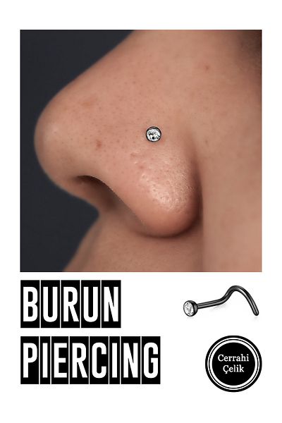 Karınca Piercing Black Stone Nostril Piercing - Nose Speed