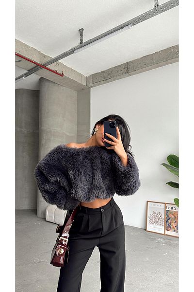 mydukkan.co Smoked Plush Crop Sweater