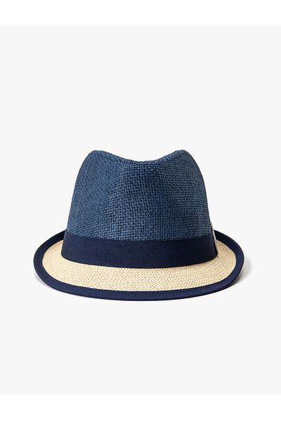 Koton Straw Fedora Hat with Applique Detail - Banded