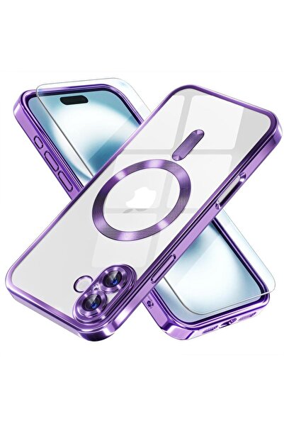 UnDePlus Apple iPhone 16 Kılıf Magsafe Kamera Lensli Korumalı Şeffaf Silikon Kapak