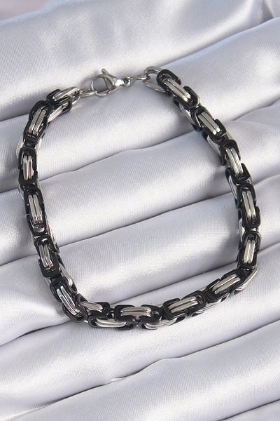 Clariss 316L الصلب الأسود الفضي اللون الملك سلسلة نموذج سوار الرجال