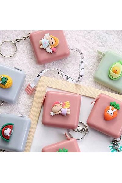 HvT 150 cm Practical Portable Bag Size Key Tape Measure with Cute Soft Sticker