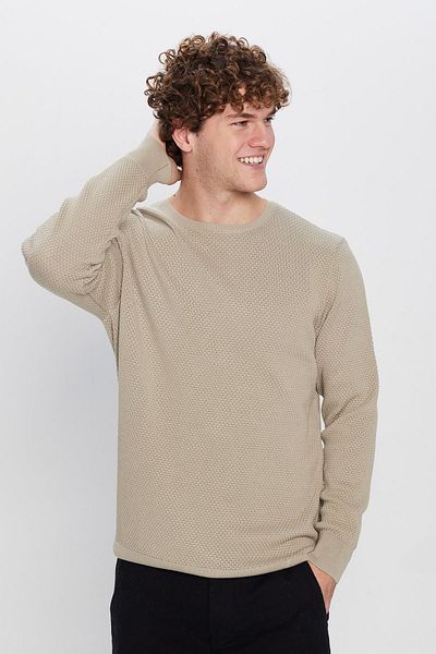 Tudors Slim Fit Crew Neck Honeycomb Patterned Men's Sweater