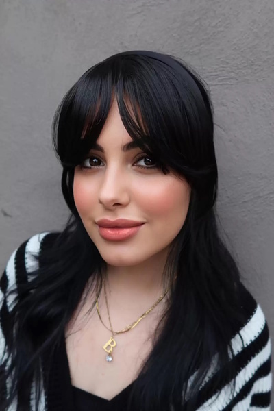 CAŞ DEKORASYON Siyah Renk Uzun Kenarlı Taçlı Takma Kahkül