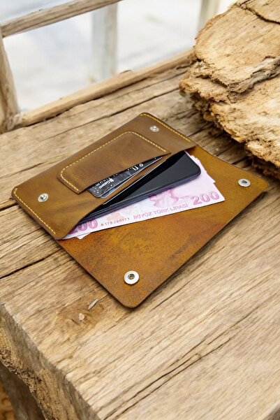 Leather محفظة من الجلد الطبيعي للرجال والنساء من Cyluxette Camel بما في ذلك ك...