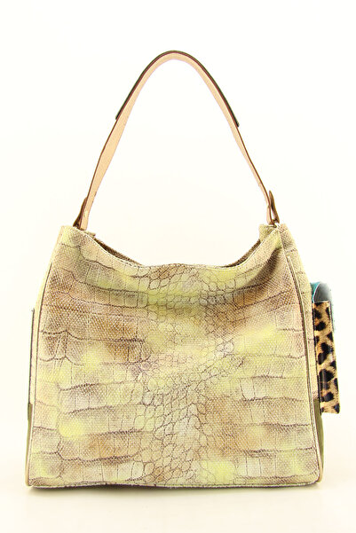 HNB Жіноча сумка через плече з візону золотого кольору, багатоколірна