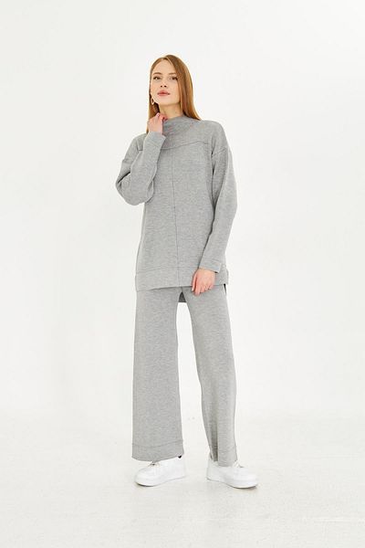 Irmak Kerekli Gray Oversize Women's Set - Bottom and Top Set 1308