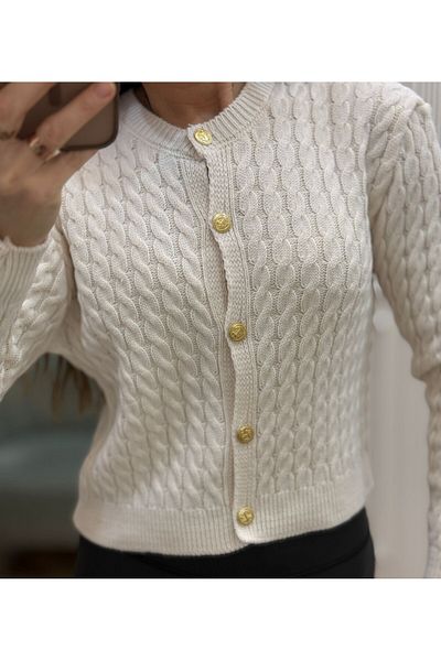 Flow Cardigan din tricot cu nasturi aurii