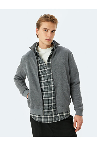 Koton Long Sleeve Cotton Blended Basic Zip-Up Sweatshirt