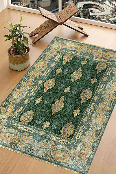 Carmine Carpet Covor de rugăciune lavabil, imprimat digital, cu bază anti-alu...