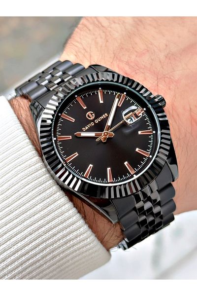DAVID GUNER Men's Black Special Design Steel Band Wrist Watch - Dg.05