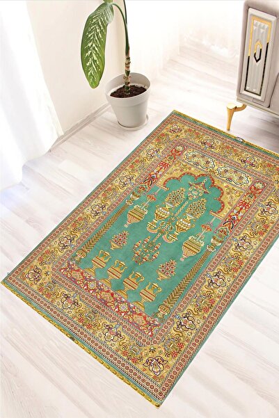 Carmine Carpet Covor de rugăciune lavabil, imprimat digital, cu bază anti-alu...