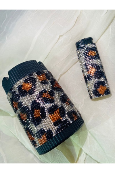 Zey Desing KAHVE LEOPAR METAL KÜLLÜK (takımın çakma hediyedir)