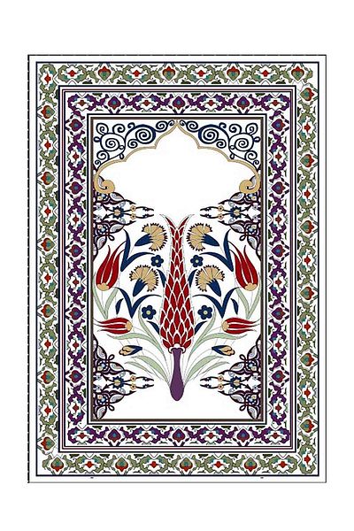 Carmine Carpet Covor de rugăciune lavabil, imprimat digital, cu bază anti-alunecare