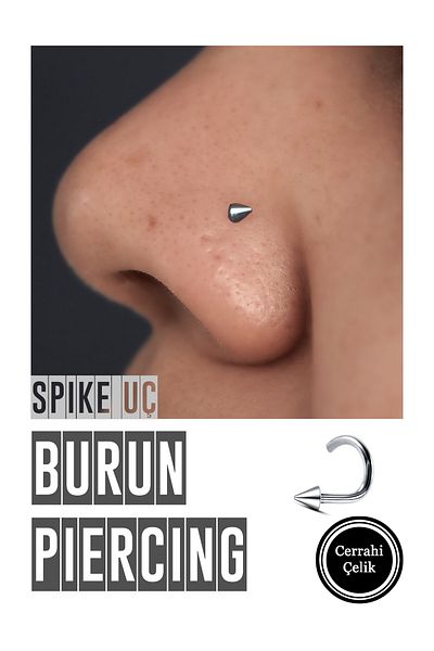 Karınca Piercing Silver Color Surgical Steel Nostril Piercing - Spike Nose Acceleration