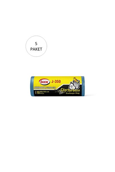 valeshoop J-350 Jumbo Size Blue Garbage Bag - 80x110 cm, 10 Rolls, 5 Pack = 50 Pieces