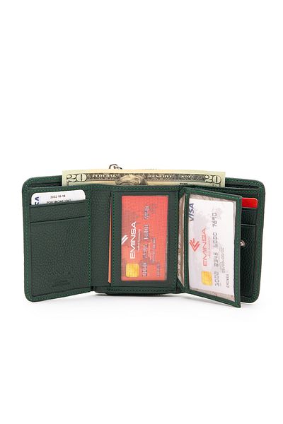 Eminsa Green Genuine Leather Women's Wallet