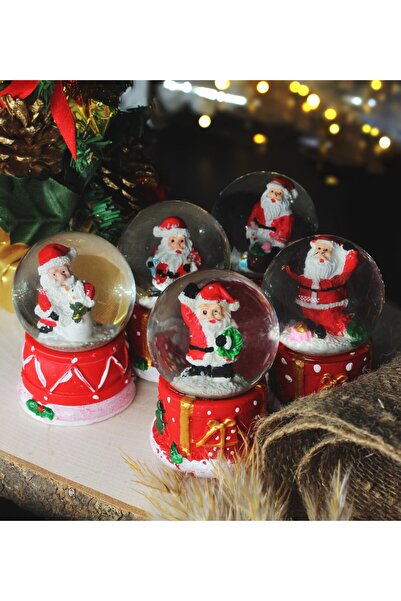 LUCKYHOMES 1 Ad Yeni Yıl Işıklı Mini Kar Küresi Yılbaşı Hediyesi 3D Noel Baba...