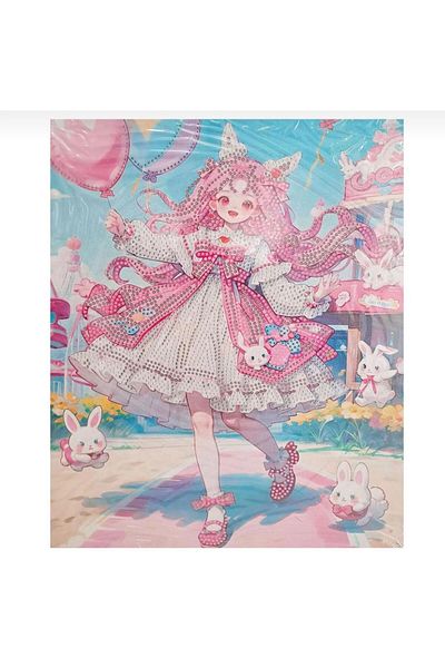 OZN AKSESUAR 5D Diamond Stone Embroidered - 27X33 cm Bunny Girl Pattern Kit