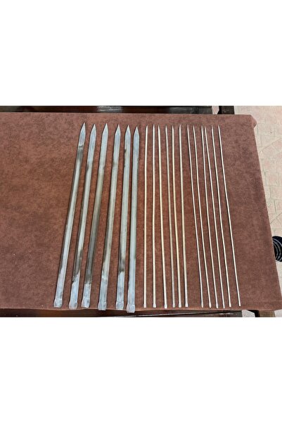 Adanalı bileyici Mangal Seti 60 Cm - 6 Adana Kebap Şiş ,6 Kuşbaşı ,6 Ciğer Şişi,