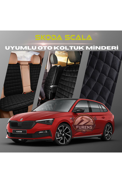 SHOOPLAA طقم وسائد مقعد السيارة سكودا سكالا باللون الأسود مع جيوب ريش تايلاند...