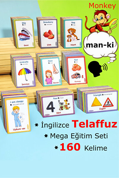 Schmülzer İngilizce Telaffuz - Eğitici Aktivite Kartları - Mega Eğitim Seti 160 Kelime (1-10 YAŞ)