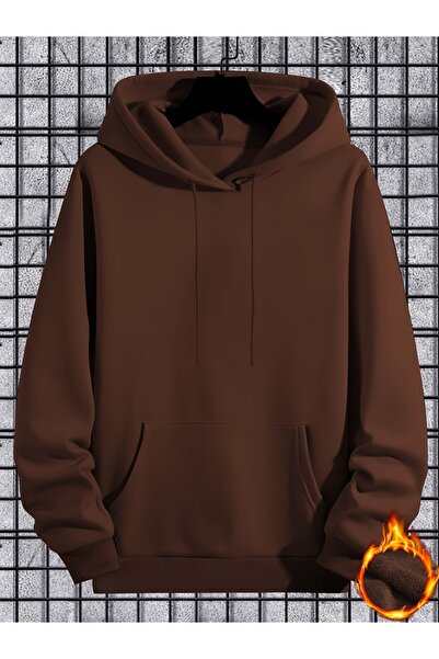 Lider Leather Düz Basic Kapüşonlu Sweatshirt - Şık ve Rahat Tasarım